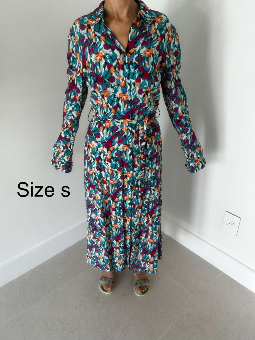 Floral Button-Front Shirt Dress in Teal Multi